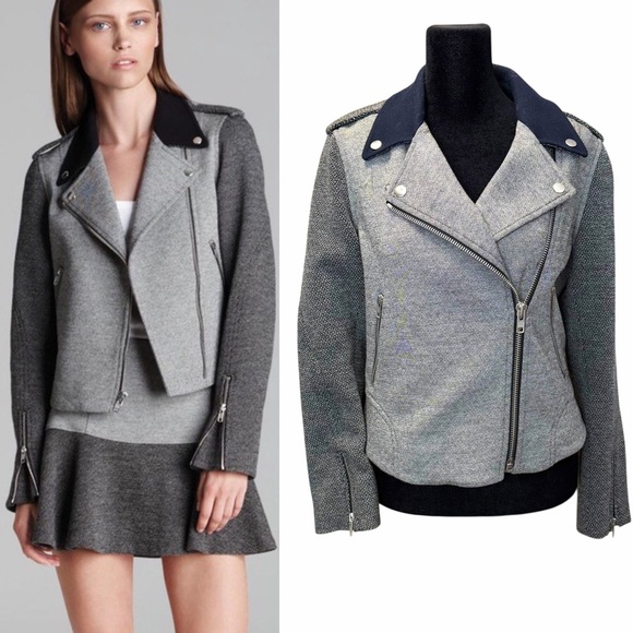 Theory Jackets & Blazers - Theory Adashi K Moto Jacket Blazer Tweed Wool Quiet Luxury Business Casual Med